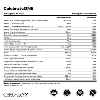 CelebrateONE Bariatrisk multivitamin utan järn, en gång dagligen, kapslar