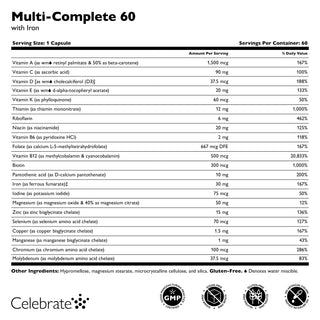 Multi-Complete 60 Bariatric Multivitamin med järn, kapslar