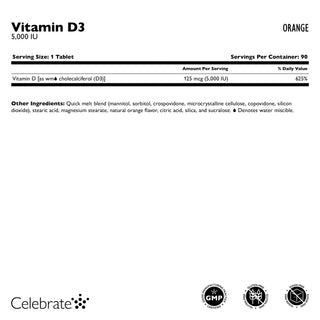 Vitamin D3 125mcg (5.000 IE), Quick-Melt, Orange