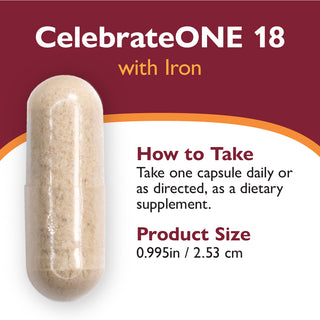 CelebrateONE 18 Bariatrisk multivitamin med järn, en gång dagligen, kapslar
