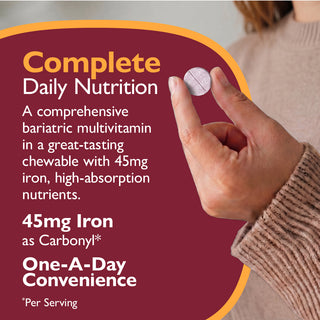 CelebrateONE 45 Bariatrisk multivitamin med järn, tuggtabletter, en gång dagligen