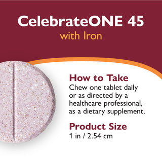 CelebrateONE 45 Bariatrisk multivitamin med järn, tuggtabletter, en gång dagligen