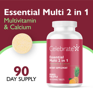 Essential Multi 2 i 1 Multivitamin med kalcium, tuggtabletter