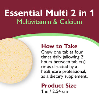 Essential Multi 2 i 1 Multivitamin med kalcium, tuggtabletter