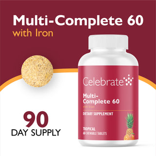 Multi-Complete 60 Bariatric Multivitamin med järn, tuggtabletter, Tropical