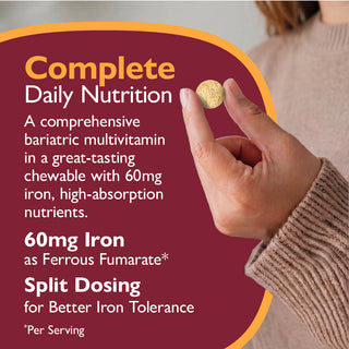 Multi-Complete 60 Bariatric Multivitamin med järn, tuggtabletter, Tropical