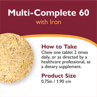 Multi-Complete 60 Bariatric Multivitamin med järn, tuggtabletter, Tropical