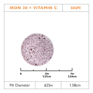 Iron 30 mg + Vitamin C, Chewable Tablets, Grape